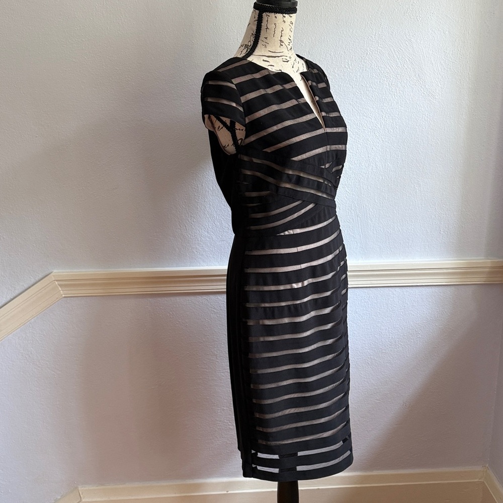 Adrianna Papell illusion black/cream mesh bodycon